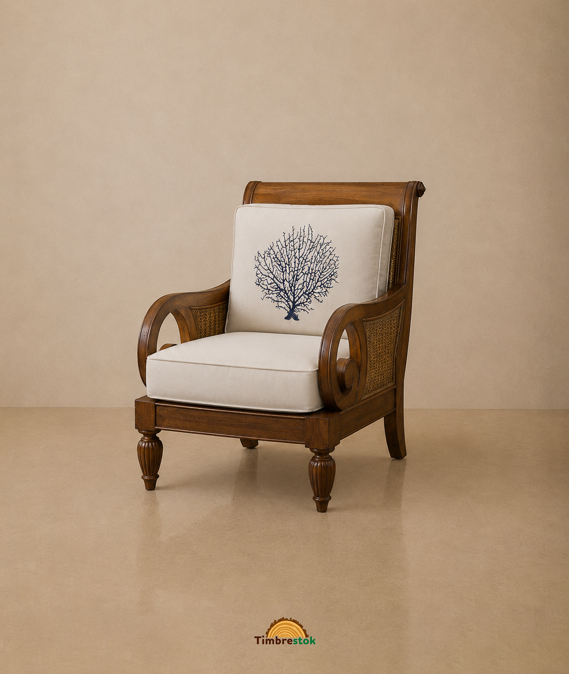 Handcrafted timber armchair